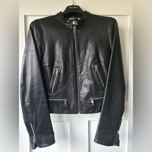 Dolce & Gabbana Woman's Black Leather Jacket, Size 42 - Picture 2 of 13